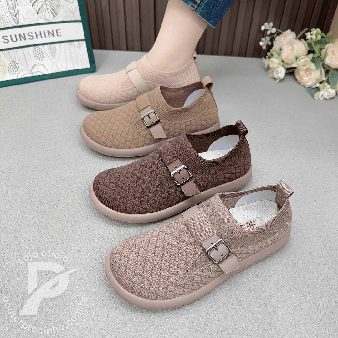 Sapato Torino - Tênis Casual Knit com Fivela Ajustável