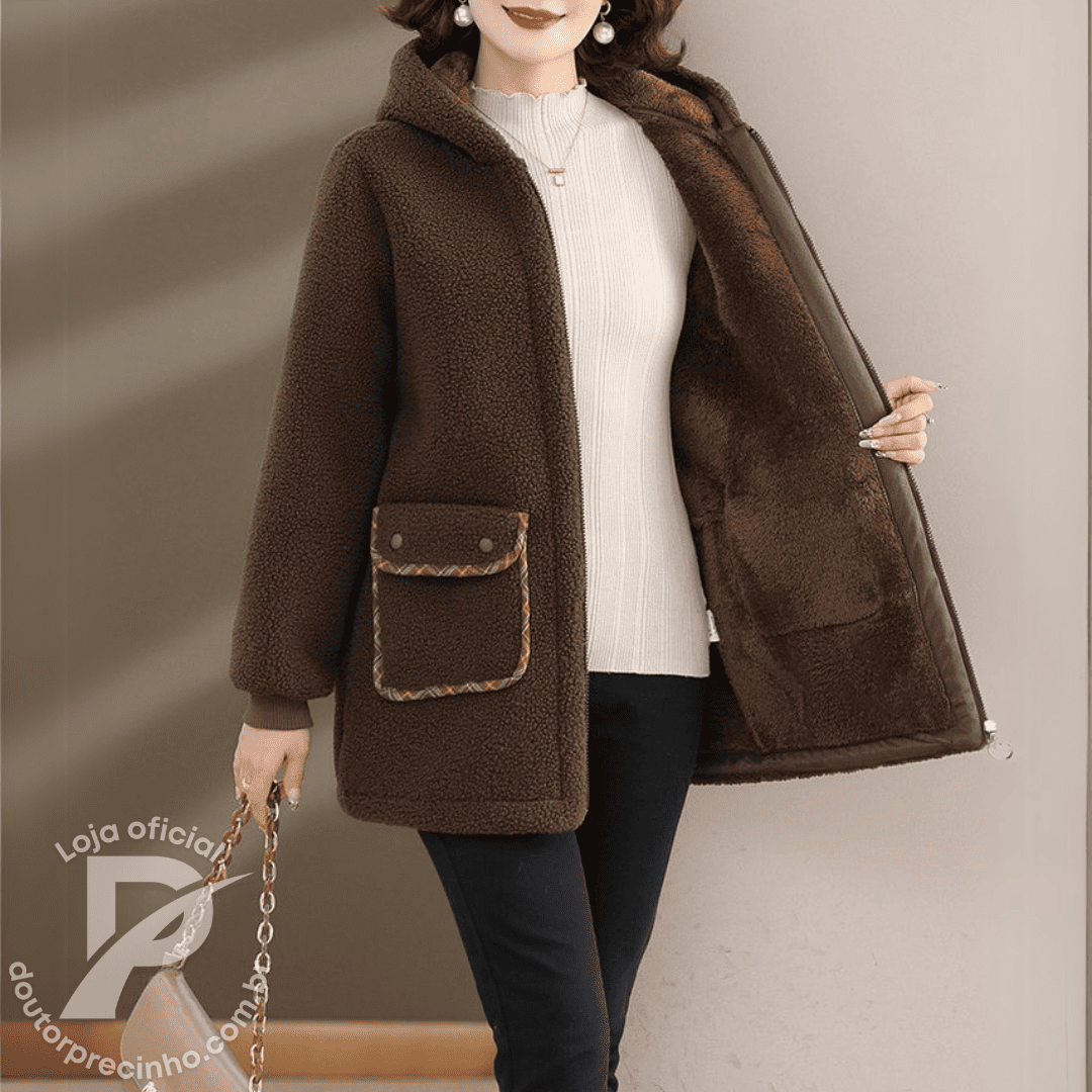 Casaco de Inverno Peluciado Dafne – Estilo e Proteção Para os Dias Frios