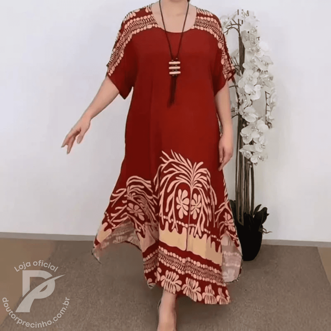 Vestido Helena Sun - Tecido fresco e estampa elegante