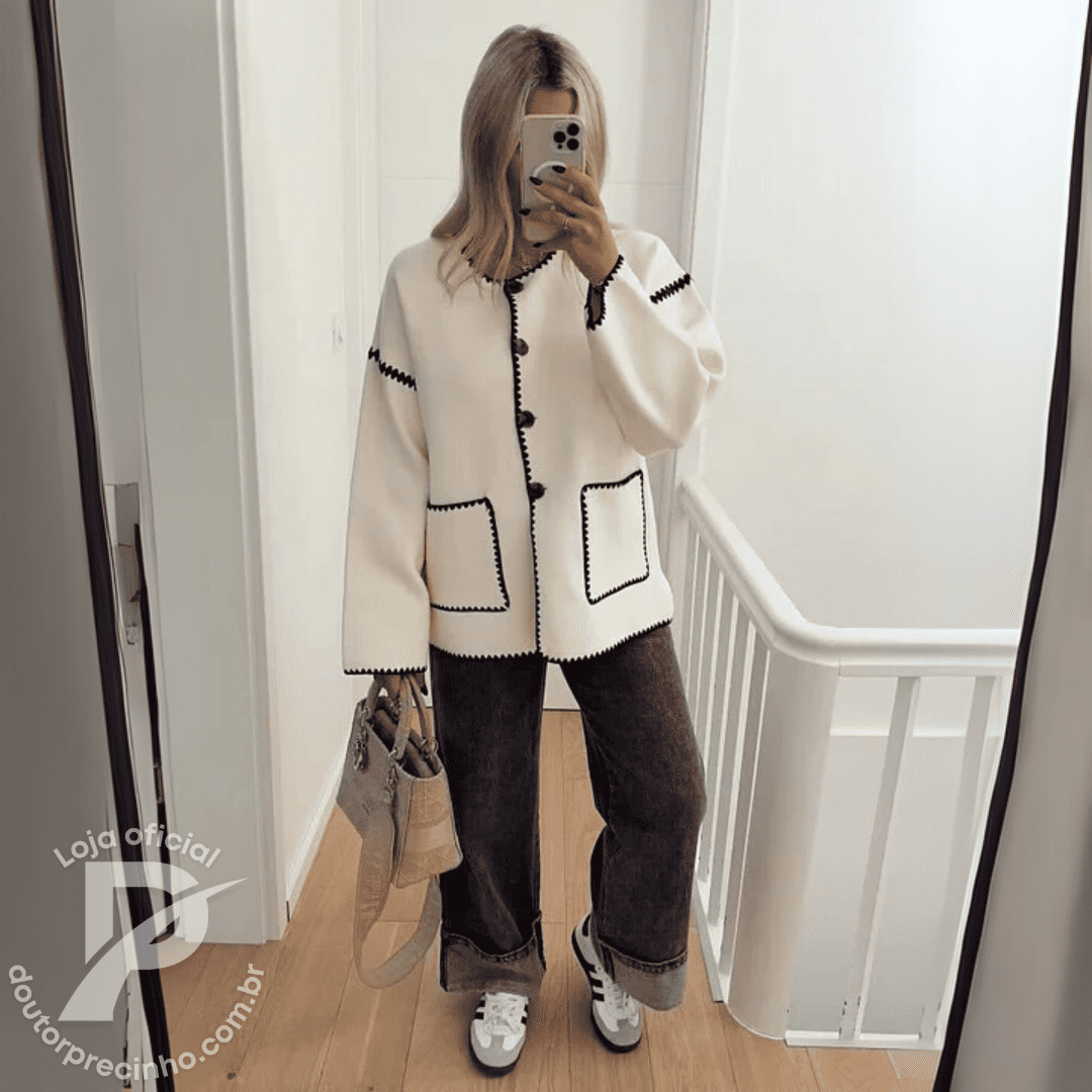 Cardigan Feminino Lucienne – Elegante com Botões Frontais