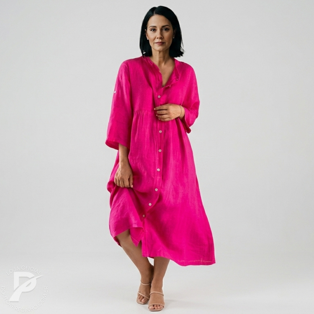 Vestido Chemise Rosa Vibrante – Serena