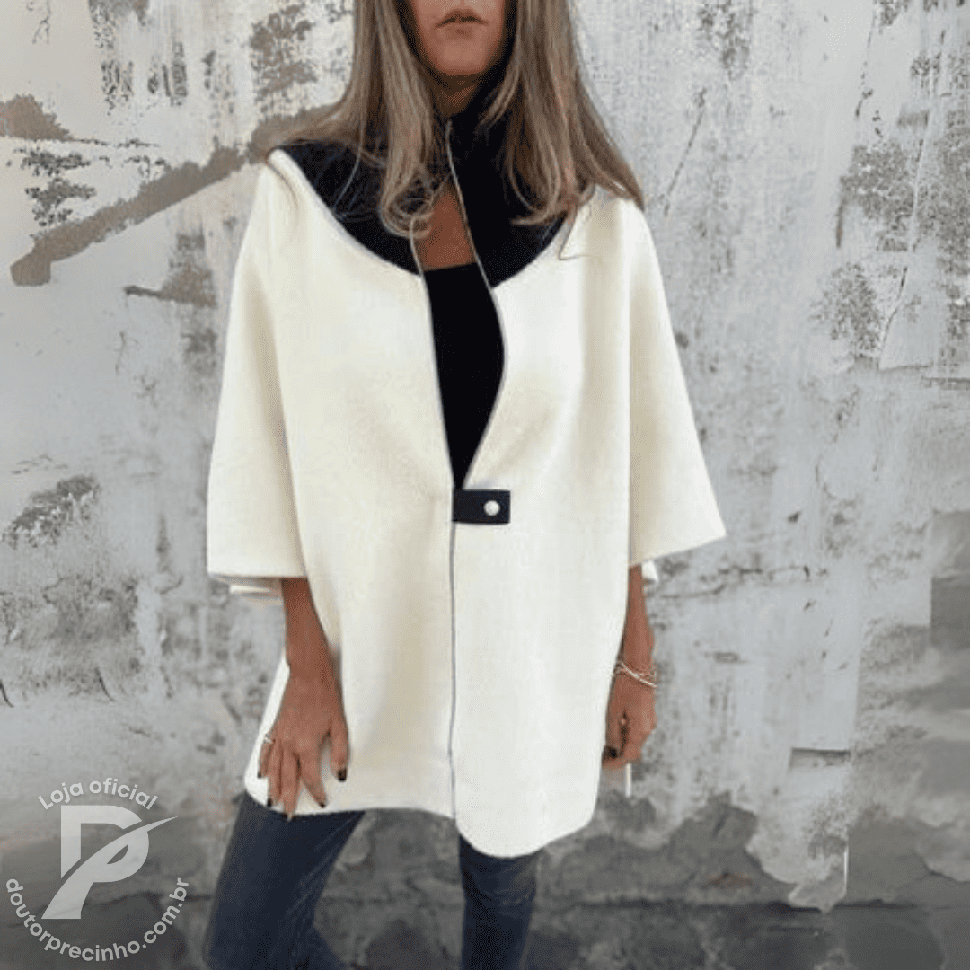Poncho Maelis - Casaco Feminino Amplo com Gola Alta