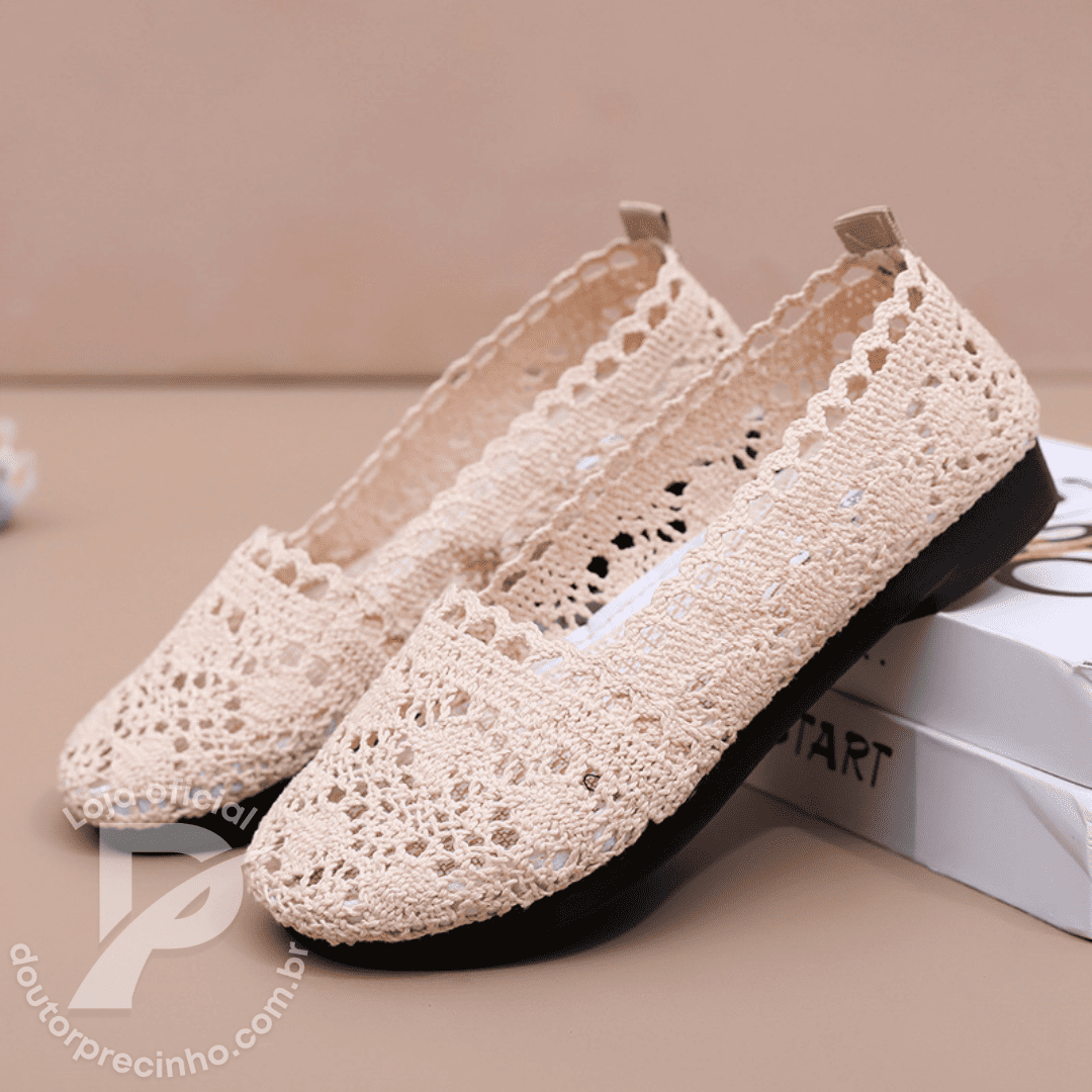 Sapatilha Feminina Amara - Conforto e Estilo com Design Rendado