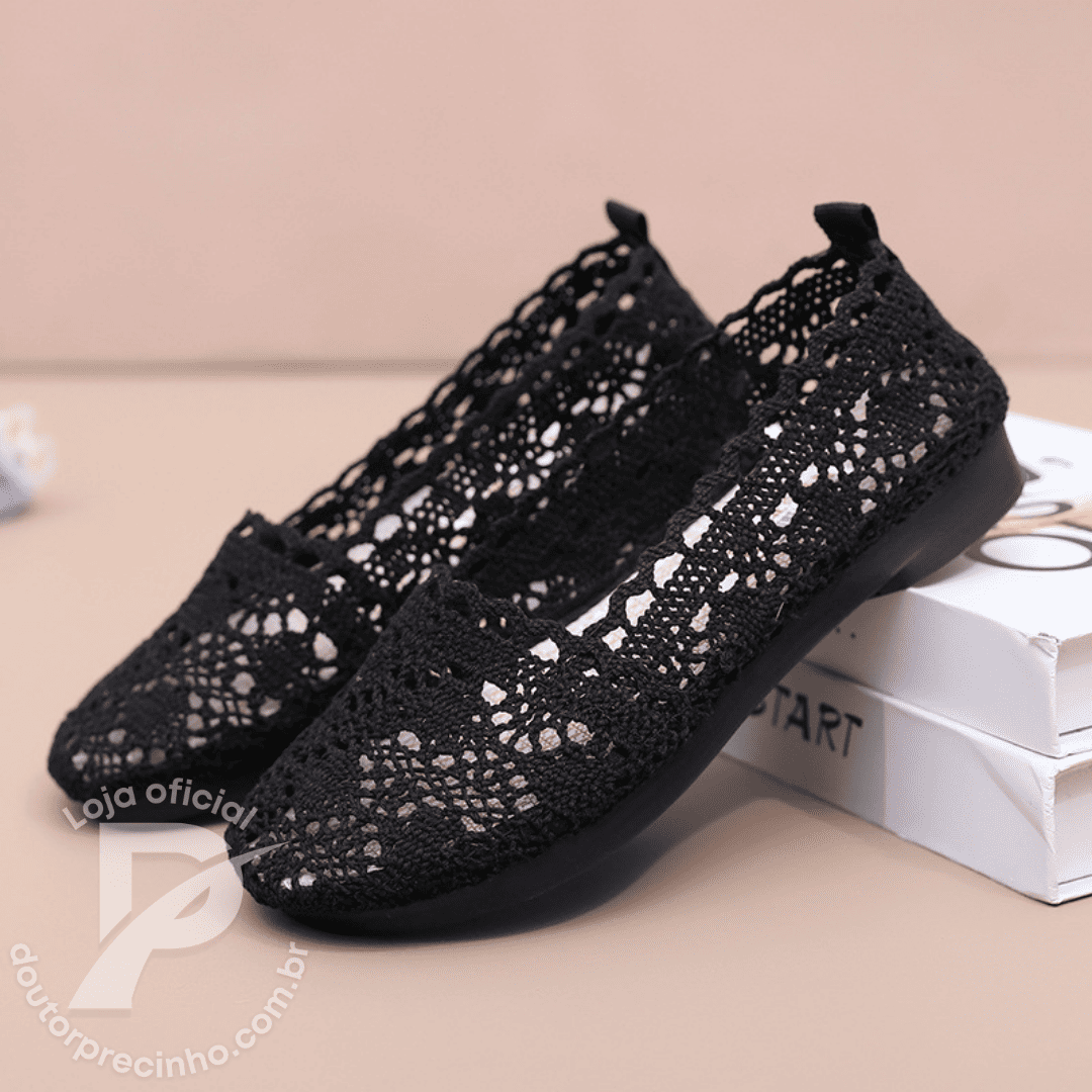 Sapatilha Feminina Amara - Conforto e Estilo com Design Rendado