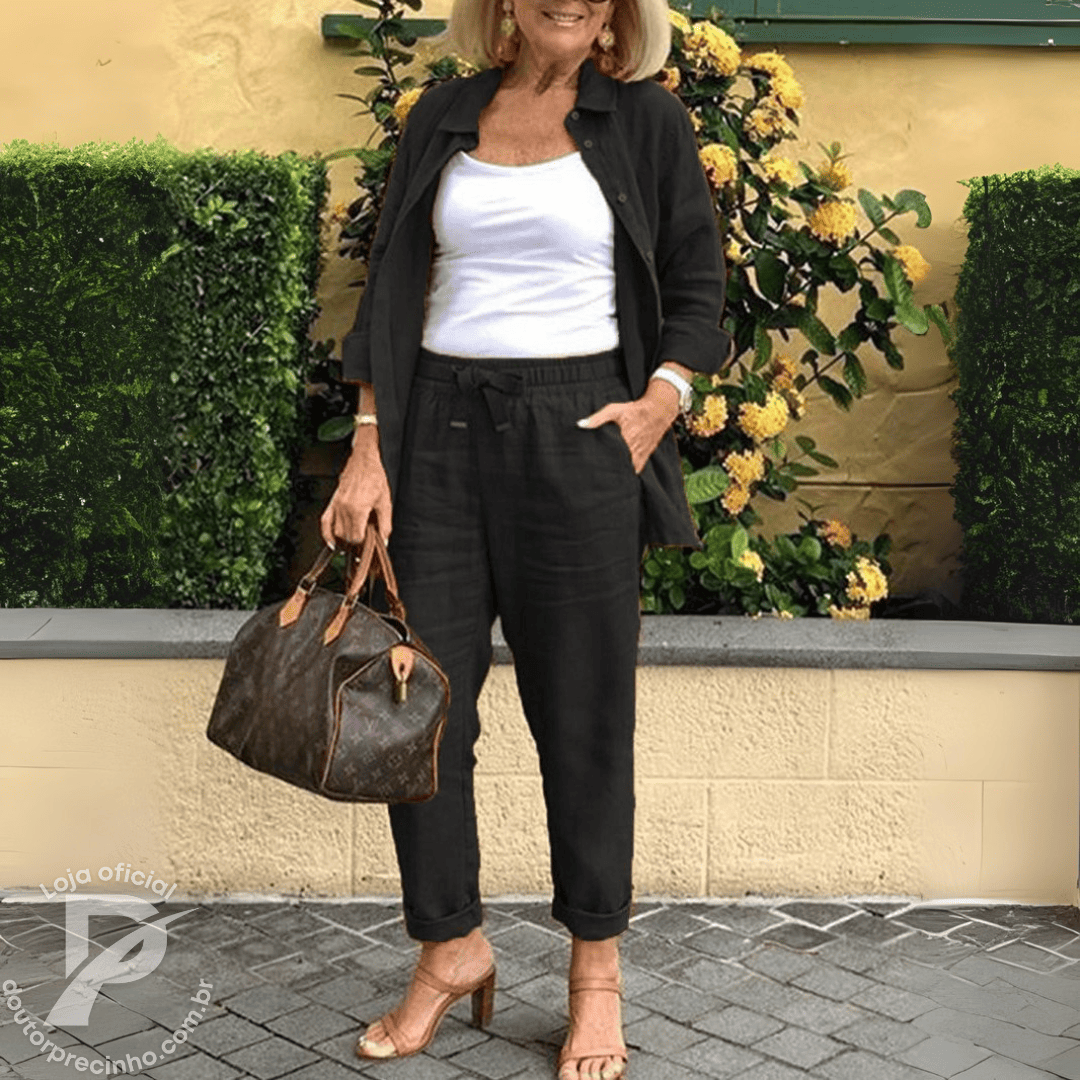 Conjunto Samera – Camisa e Calça com Tecido Leve e Caimento Solto