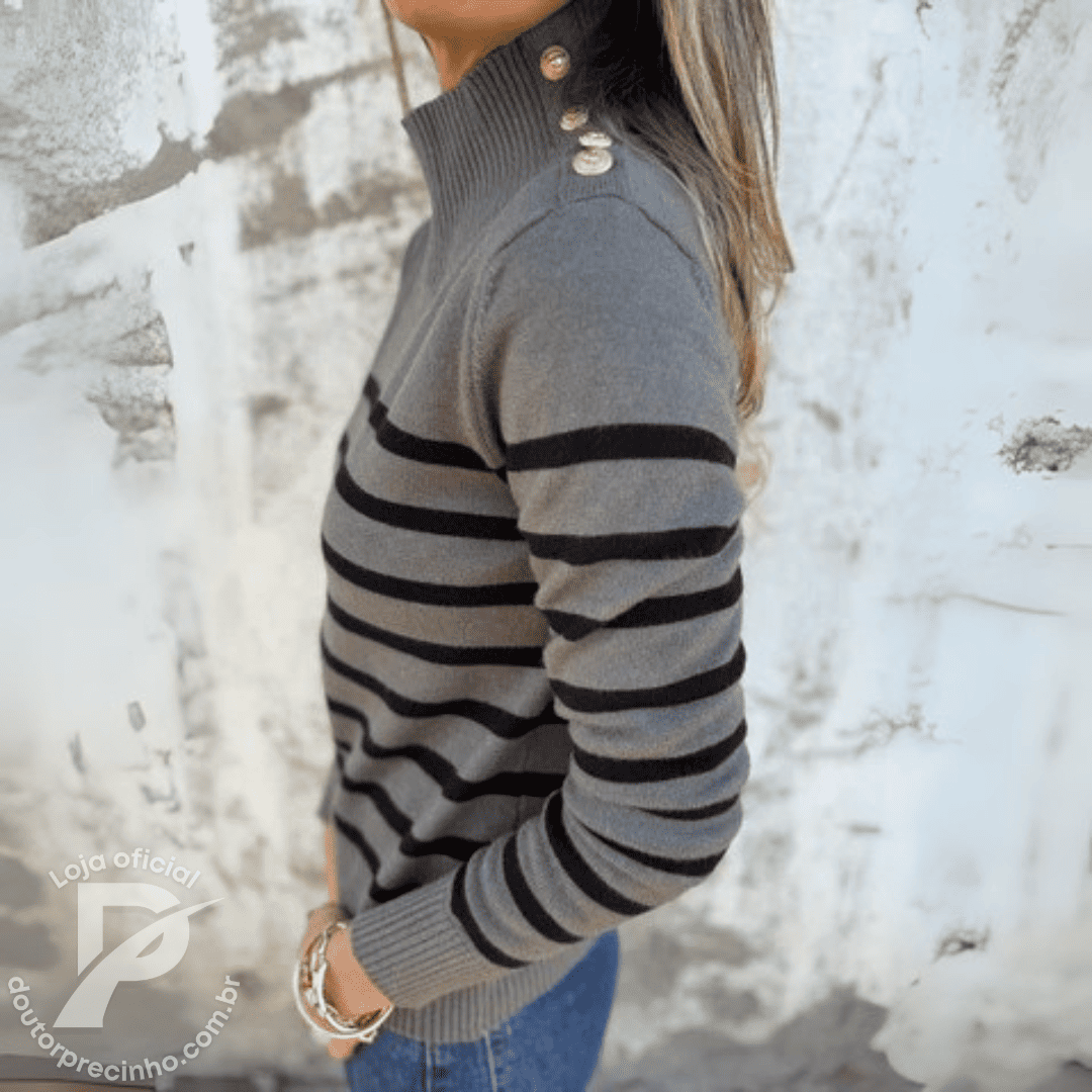 Suéter Aveline – Listrado com Gola Alta