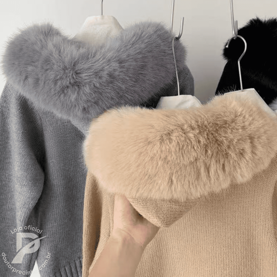 Casaco Thalina – Inverno Elegante com Capuz de Pelo