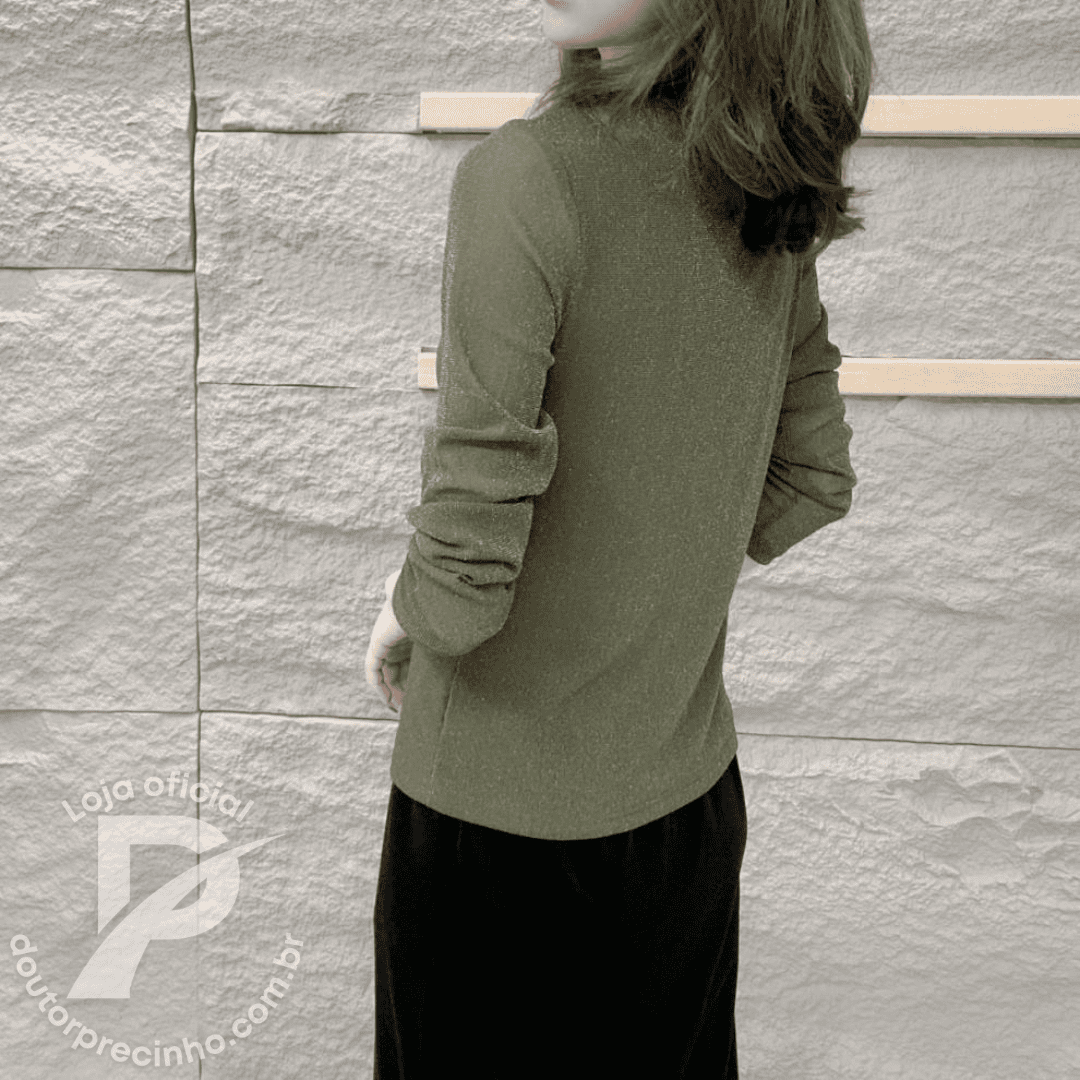 Blusa Feminina Elegante com Brilho e Botões Dourados – Anelise