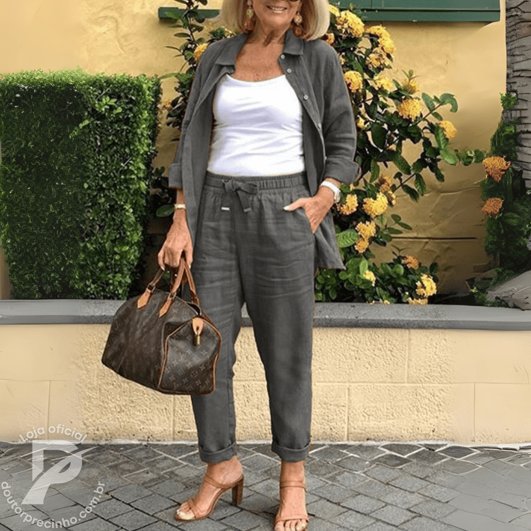 Conjunto Samera – Camisa e Calça com Tecido Leve e Caimento Solto