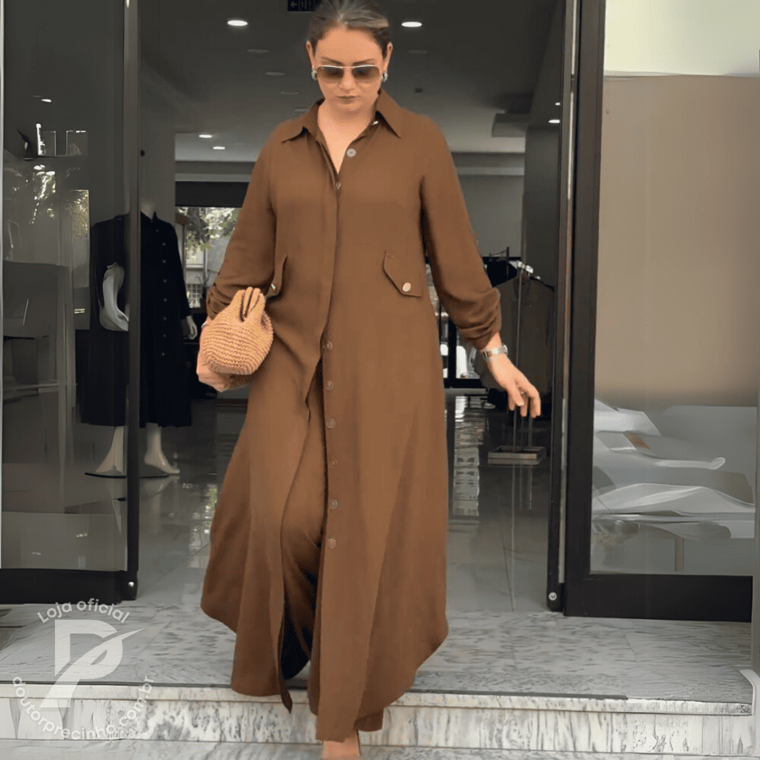 Conjunto Vestido Longo Camiseta Feminino e calça – Conforto e Sofisticação Para Todas as Ocasiões