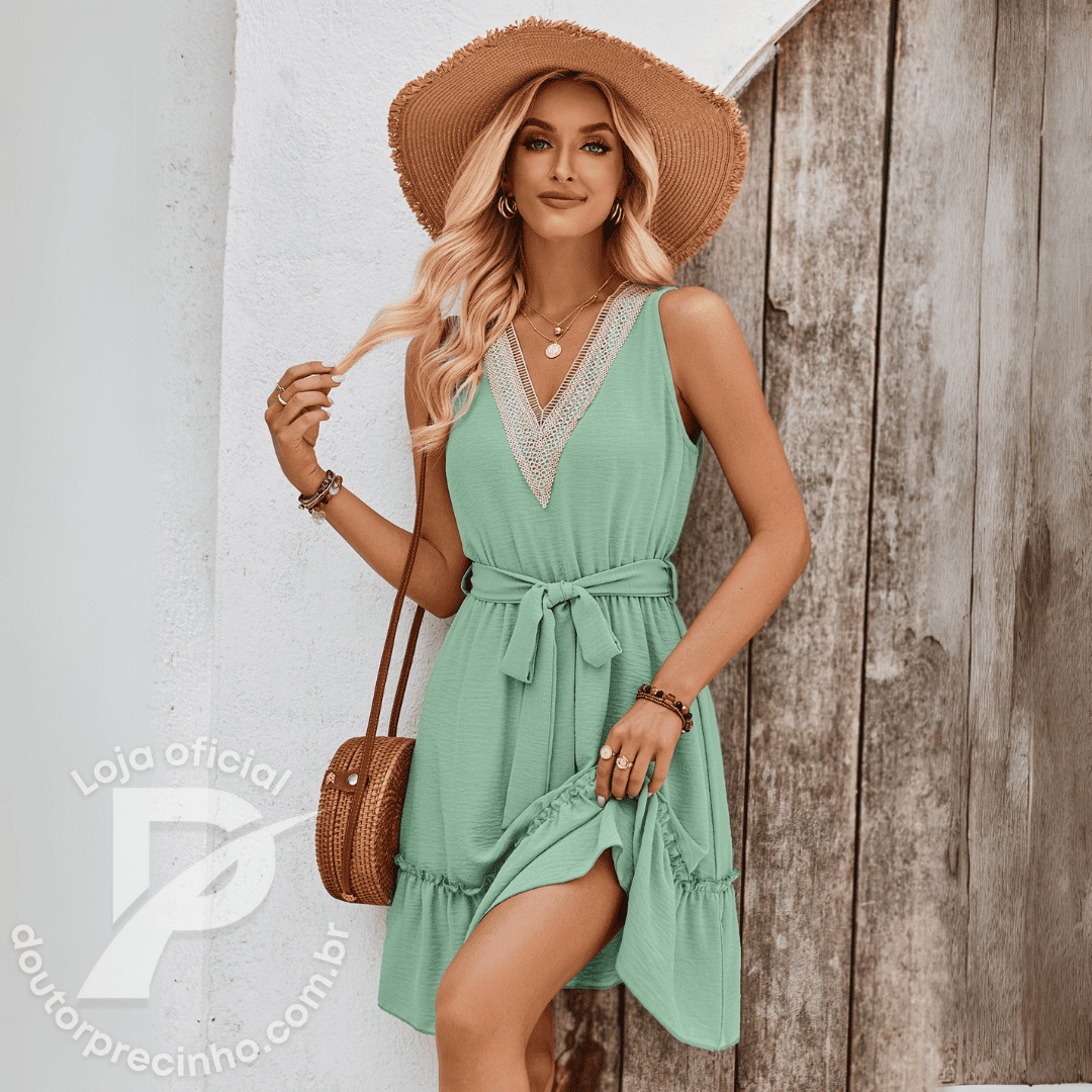 Vestido Emanuela – Sofisticação com Toque Casual para os Seus Dias de Sol