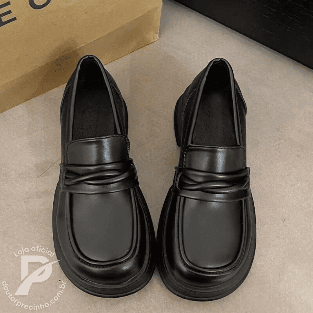 Mocassim Monique com Salto Baixo Tratorado
