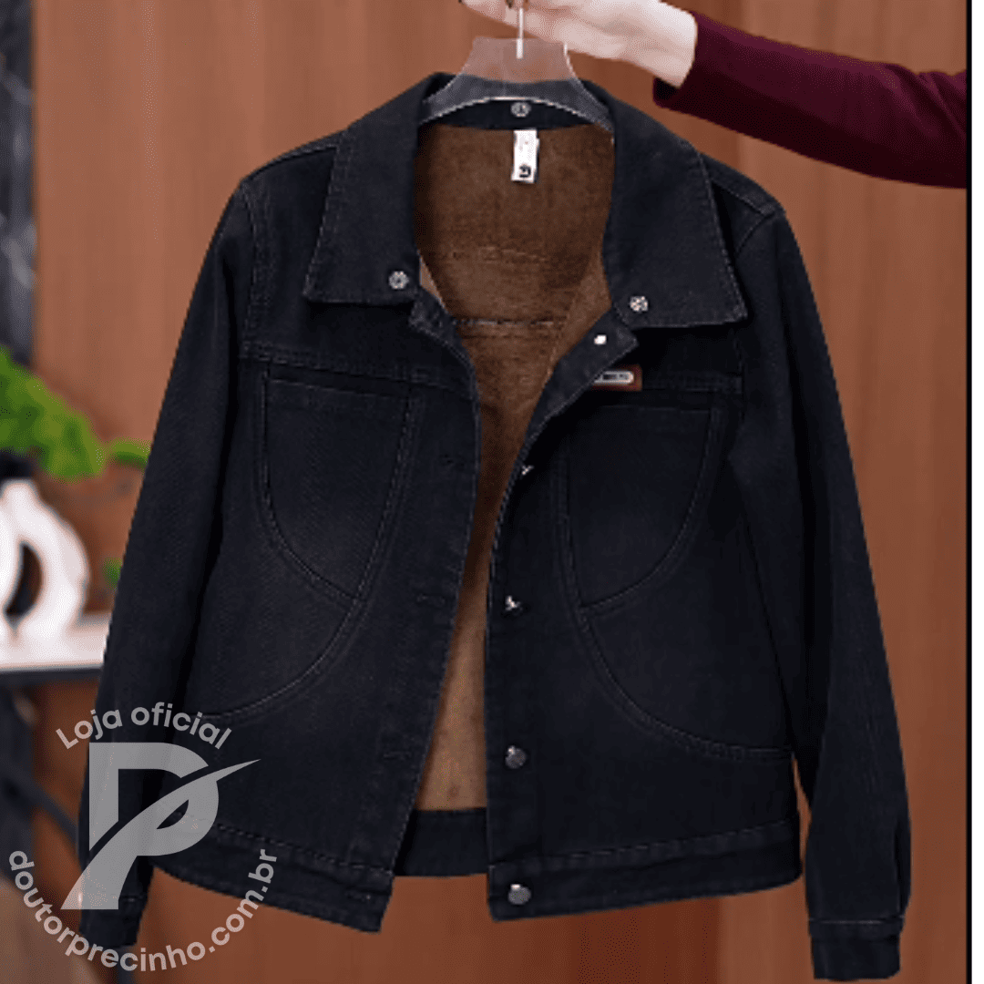 Jaqueta Jeans Hanna Forrada com Capuz Removível – Estilo e Conforto Térmico para o Dia a Dia