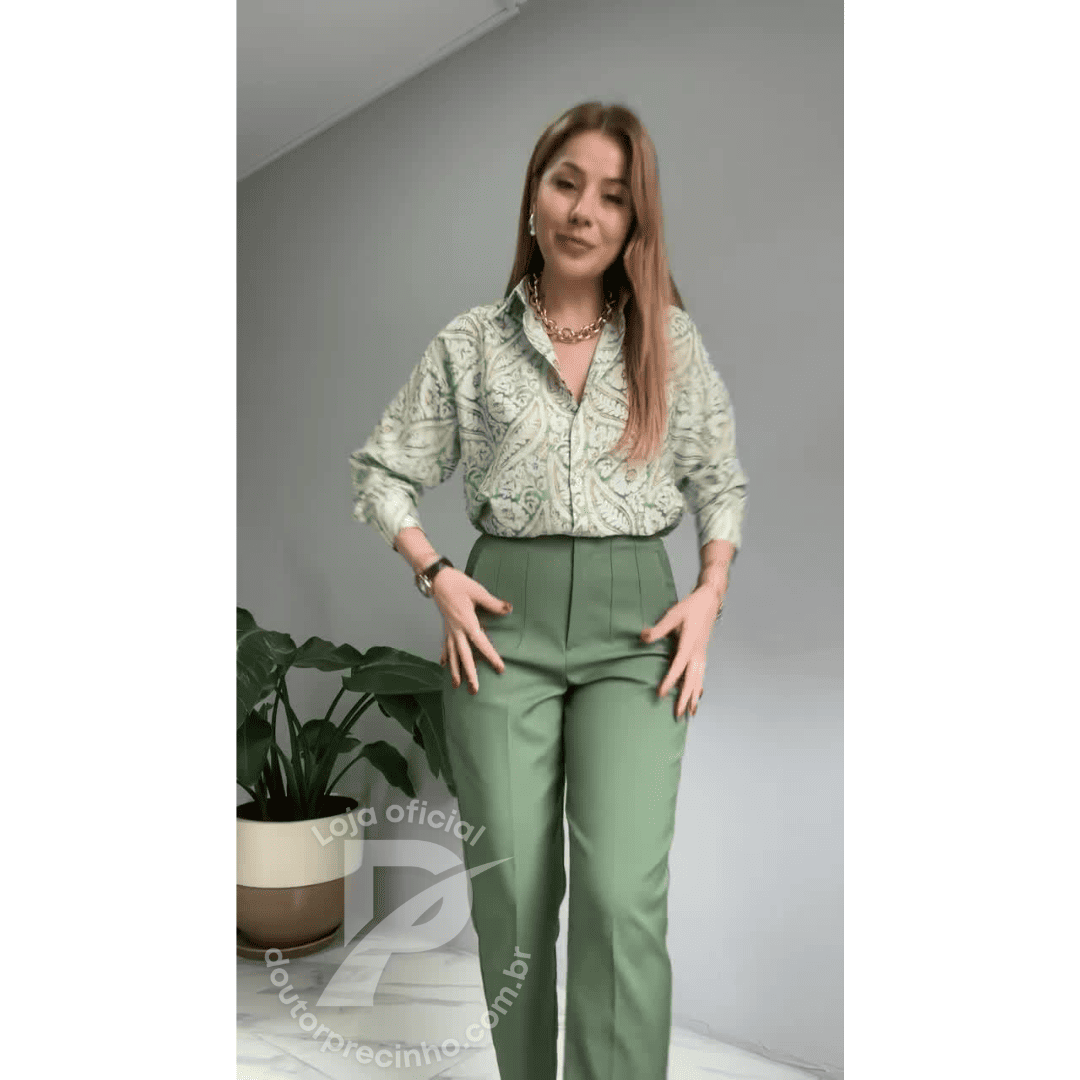 Conjunto Elegante com Calça de Alfaiataria e Camisa Estampada - Firenze