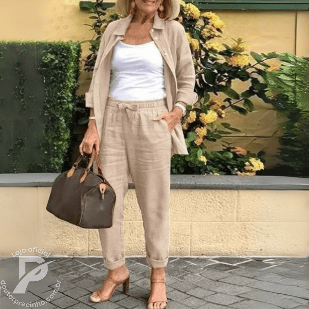 Conjunto Samera – Camisa e Calça com Tecido Leve e Caimento Solto