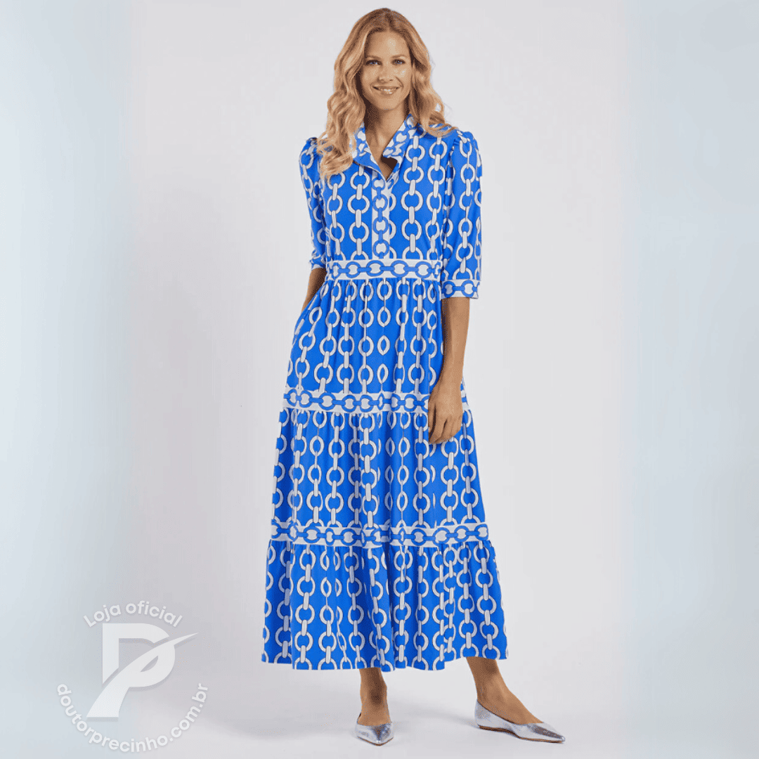 Vestido Thalia – Elegância Moderna com Estampa Marcante