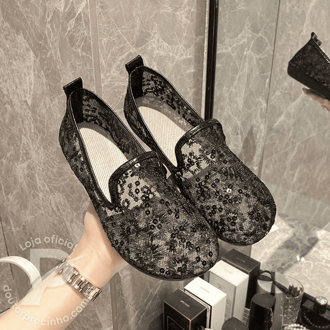 Sapatllha Slip-On Feminino Verona - Conforto com Estilo Floral e Solado Antiderrapante