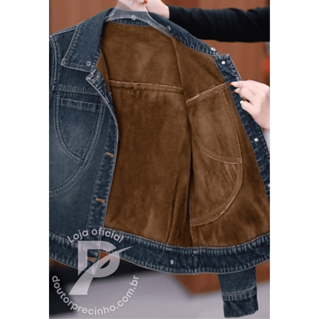 Jaqueta Jeans Hanna Forrada com Capuz Removível – Estilo e Conforto Térmico para o Dia a Dia