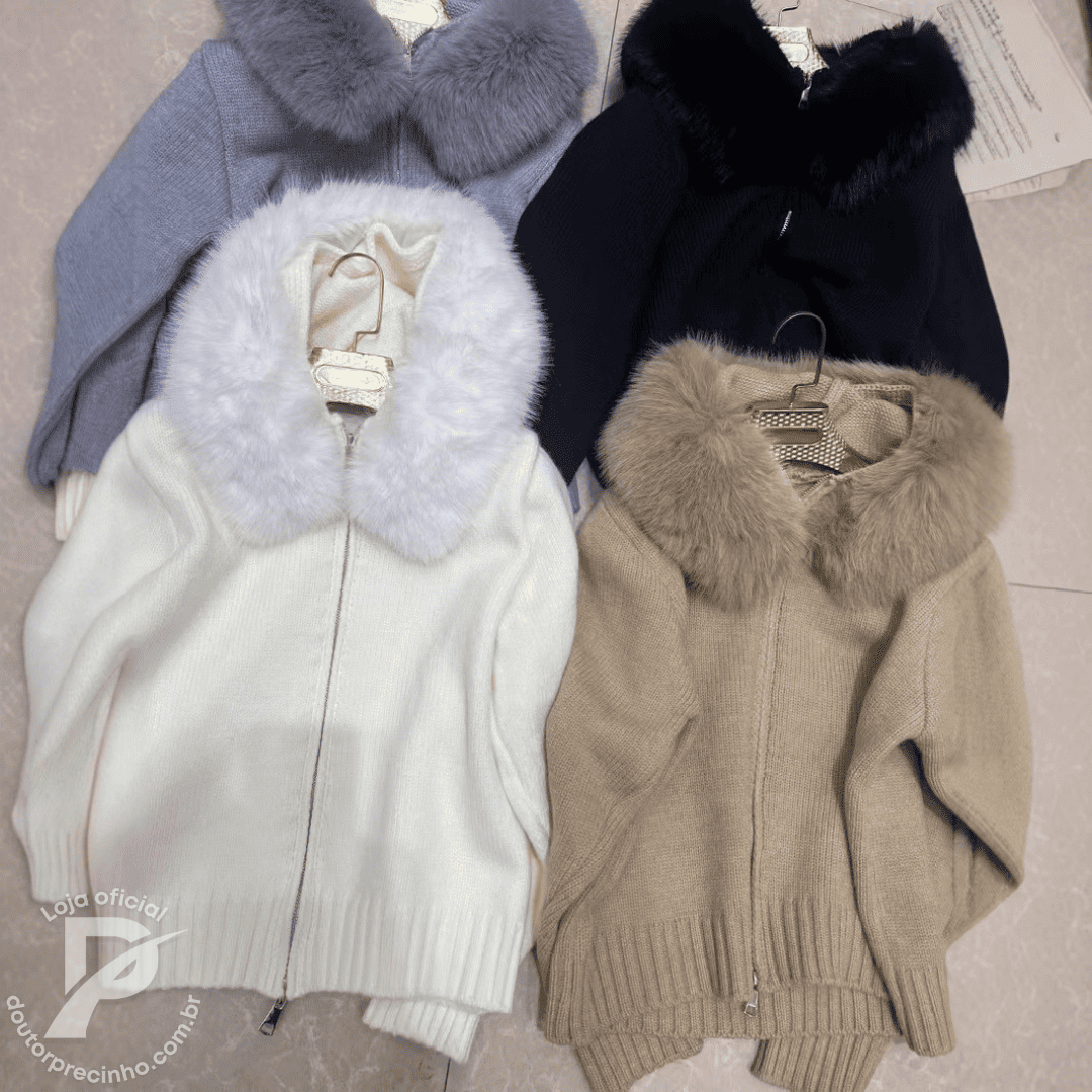Casaco Thalina – Inverno Elegante com Capuz de Pelo