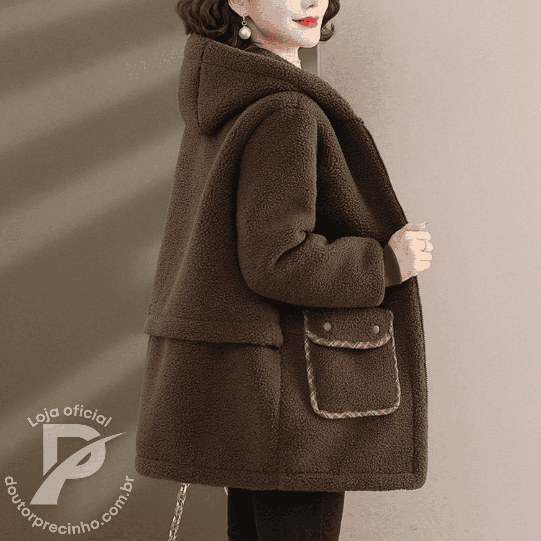 Casaco de Inverno Peluciado Dafne – Estilo e Proteção Para os Dias Frios