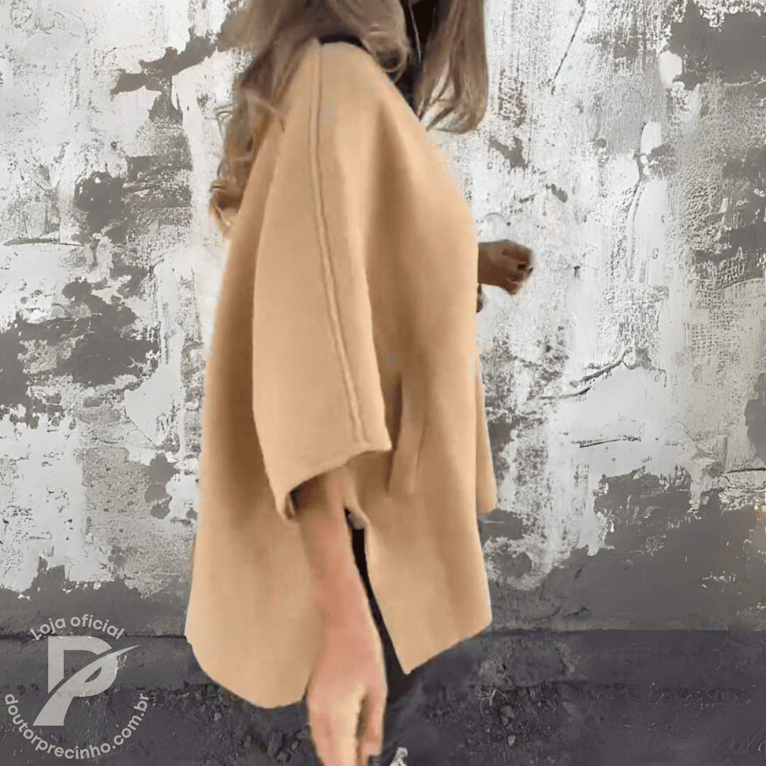Poncho Maelis - Casaco Feminino Amplo com Gola Alta