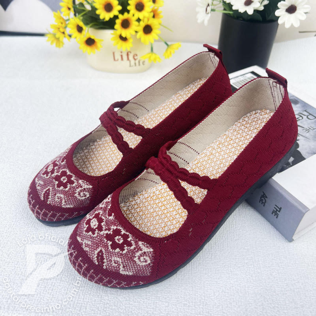 Sapatilha Elora - Bordada Confortável e Elegante