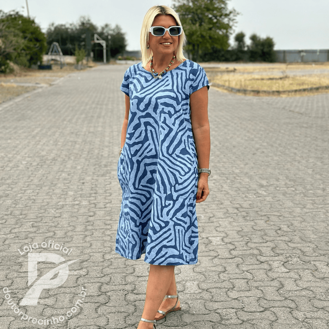 Vestido Feminino Luara - Modelagem Solta com Estampa Animal Print e Bolsos Laterais