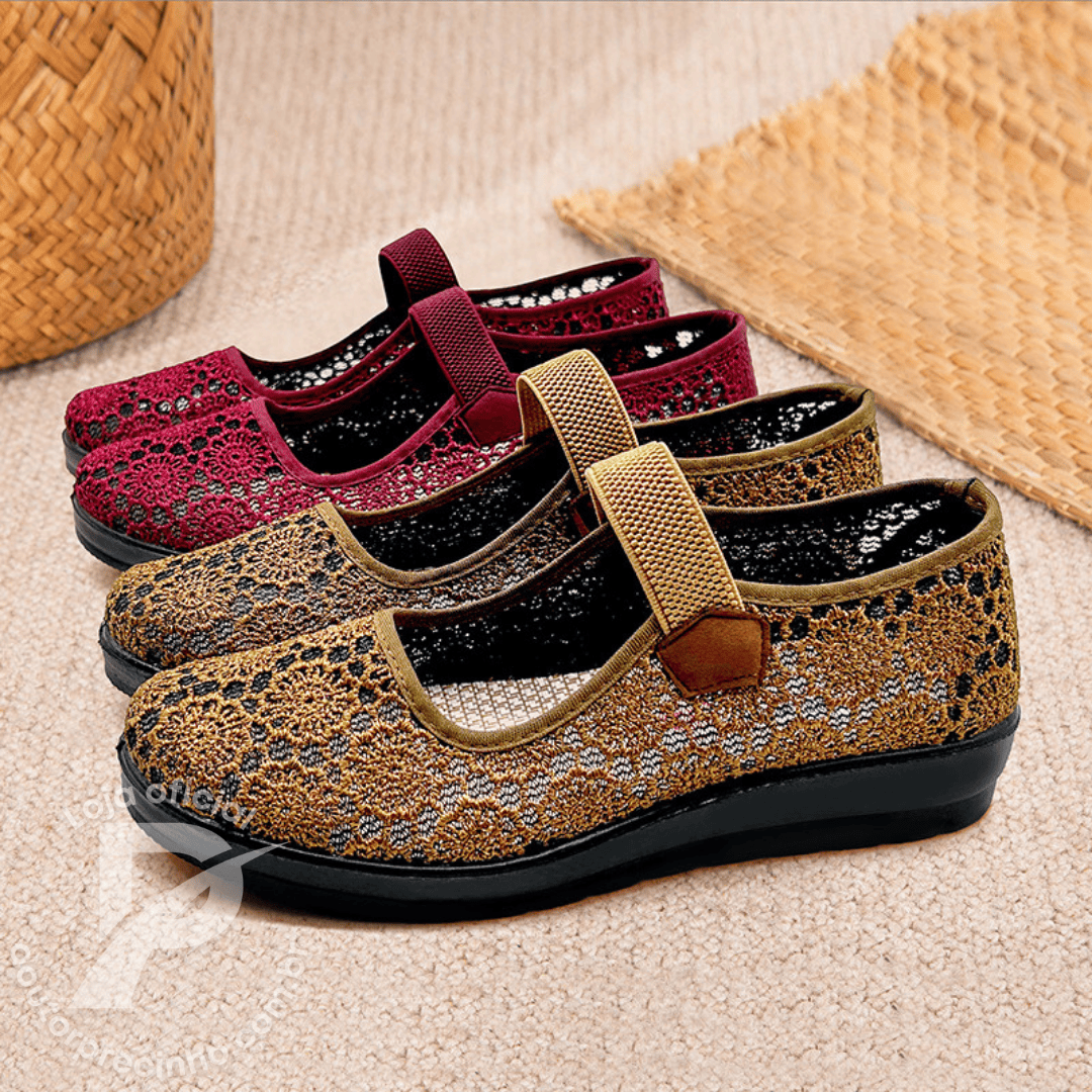 Sapatilha Feminina Florença - Conforto e Estilo com Detalhe de Tela e Fecho Ajustável
