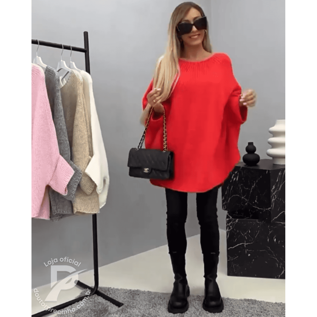 Chiara - Suéter Oversized em Tricô com Caimento Leve e Elegante
