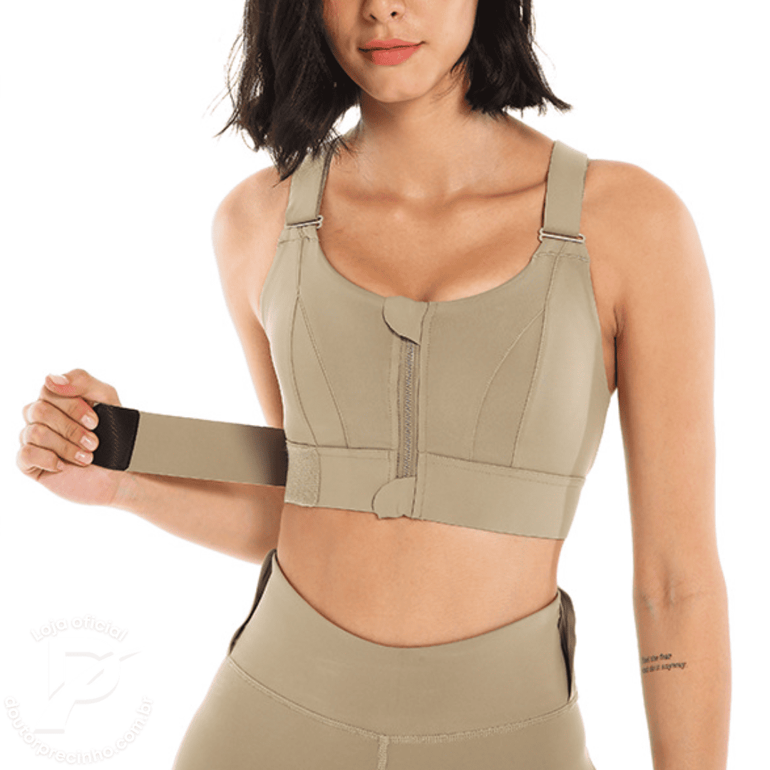 Top Aveline Fitness com Sustentação Reforçada e Fecho Frontal