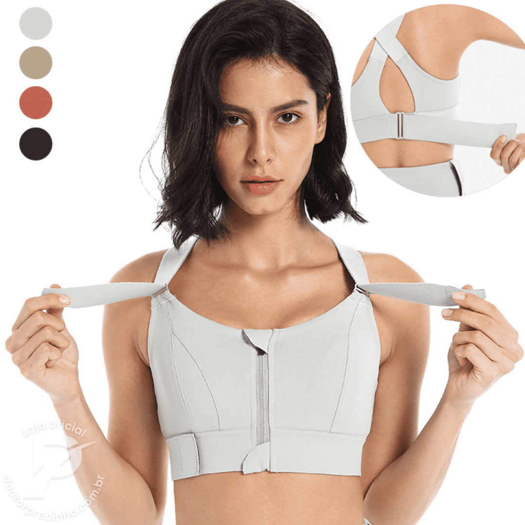 Top Aveline Fitness com Sustentação Reforçada e Fecho Frontal