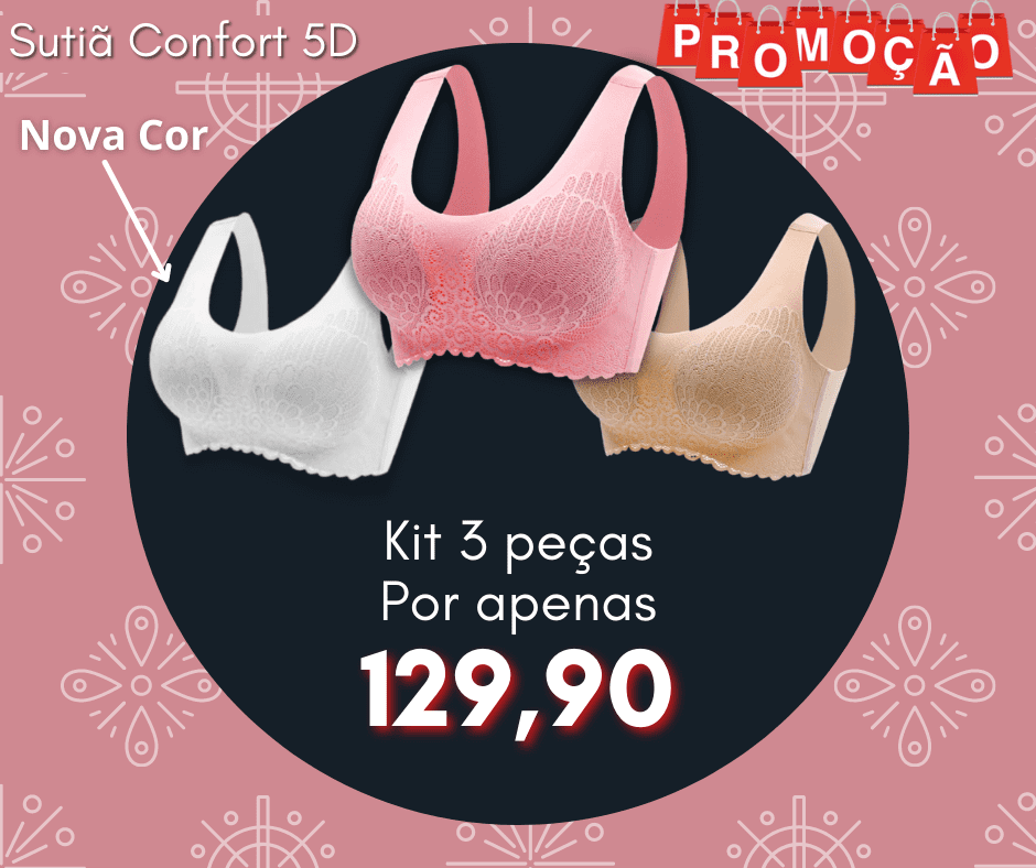 3X Sutiã Confort Plus 5D - Frete Grátis