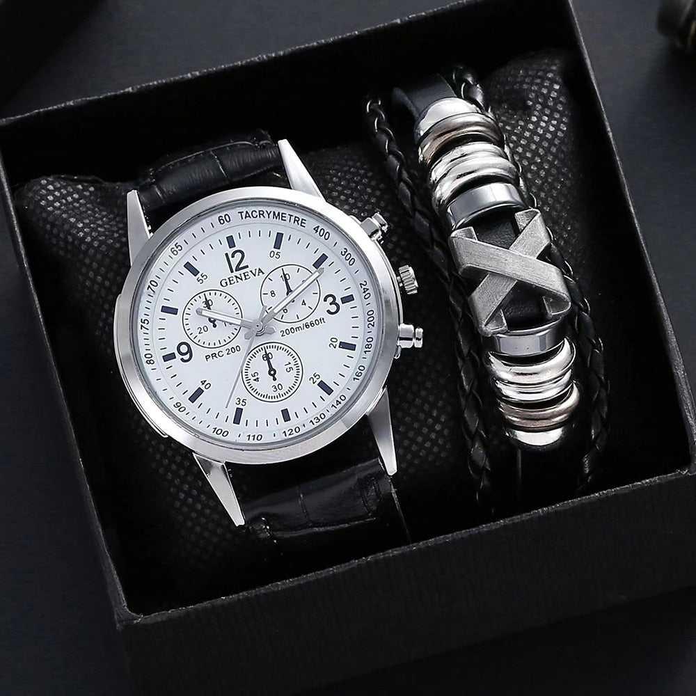 Relógio masculino + Pulseira estilo Viking