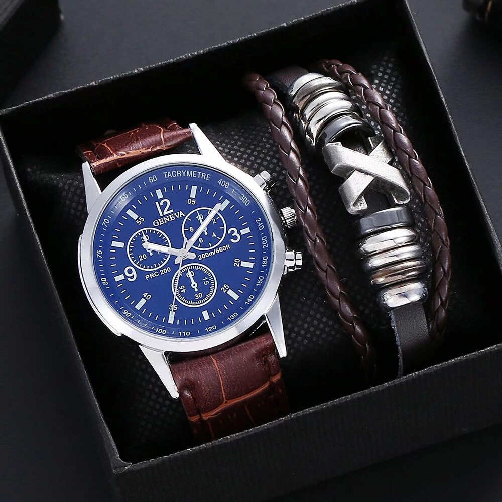 Relógio masculino + Pulseira estilo Viking