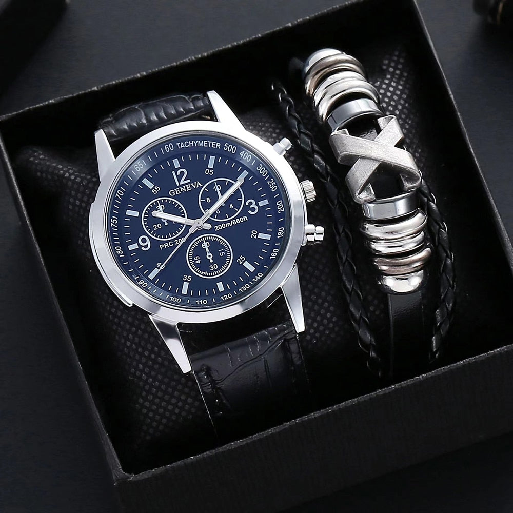 Relógio masculino + Pulseira estilo Viking