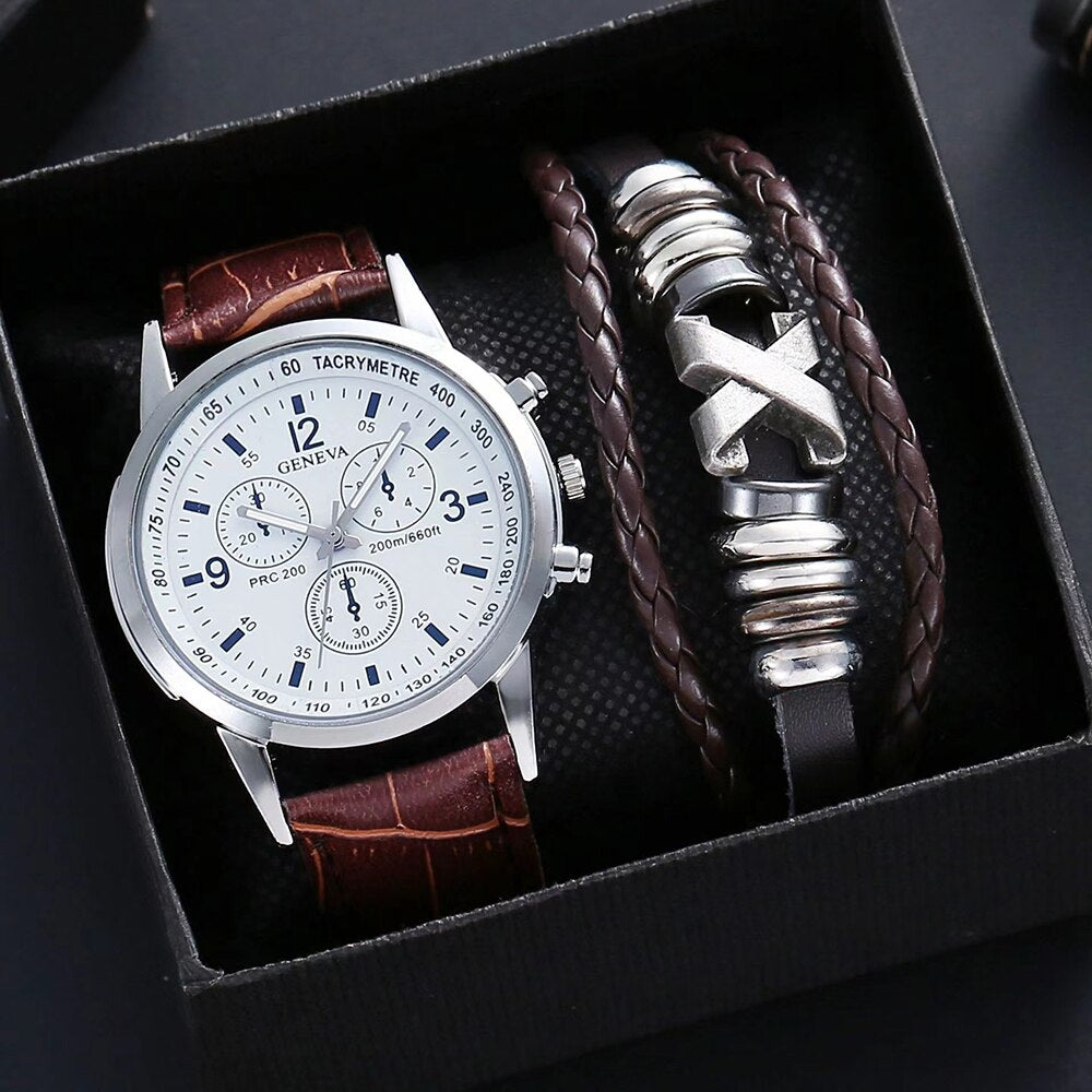 Relógio masculino + Pulseira estilo Viking