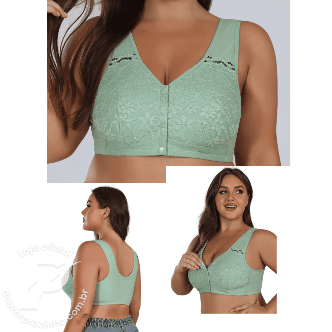 [Kit 2 peças] Sutiã Ivana - Alta Sustentação com Renda Floral e Fecho Frontal