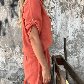 Conjunto Feminino Verona - Camisa e Shorts com Botões e Caimento Leve