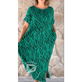 Vestido Midi Paola - Estampa Animal Print Verde