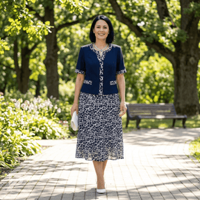 Vestido Cremona - Elegante com Sobreposição e Estampa Floral