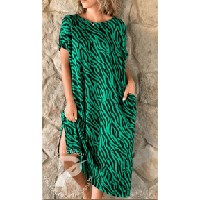 Vestido Midi Paola - Estampa Animal Print Verde