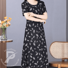 Vestido Feminino Allegra - Midi com Estampa Elegante e Cinto Ajustável