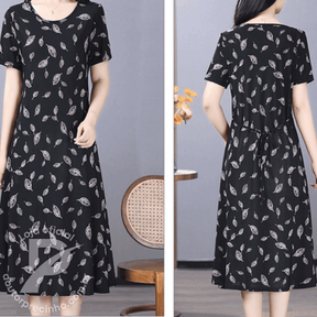 Vestido Feminino Allegra - Midi com Estampa Elegante e Cinto Ajustável