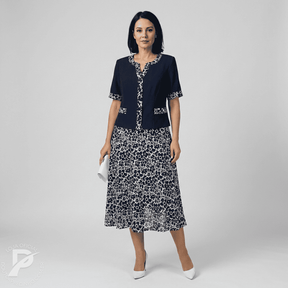 Vestido Cremona - Elegante com Sobreposição e Estampa Floral