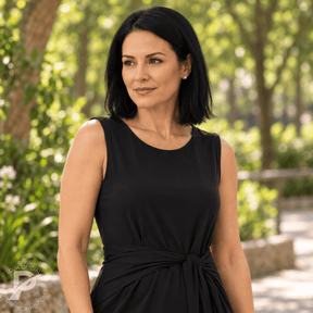 Vestido Longo Feminino Elegante Com Cinto e Fenda - Beatrice