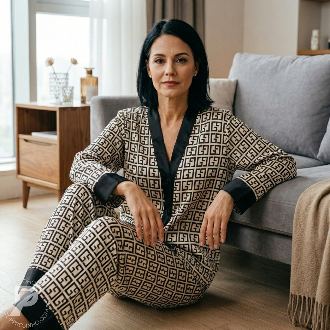 Pijama de luxo conjunto - Toque de seda