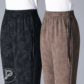 [2 peças] Calça Feminina Fidalma - Cós Elástico e Estampa Sofisticada