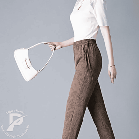 [2 peças] Calça Feminina Fidalma - Cós Elástico e Estampa Sofisticada