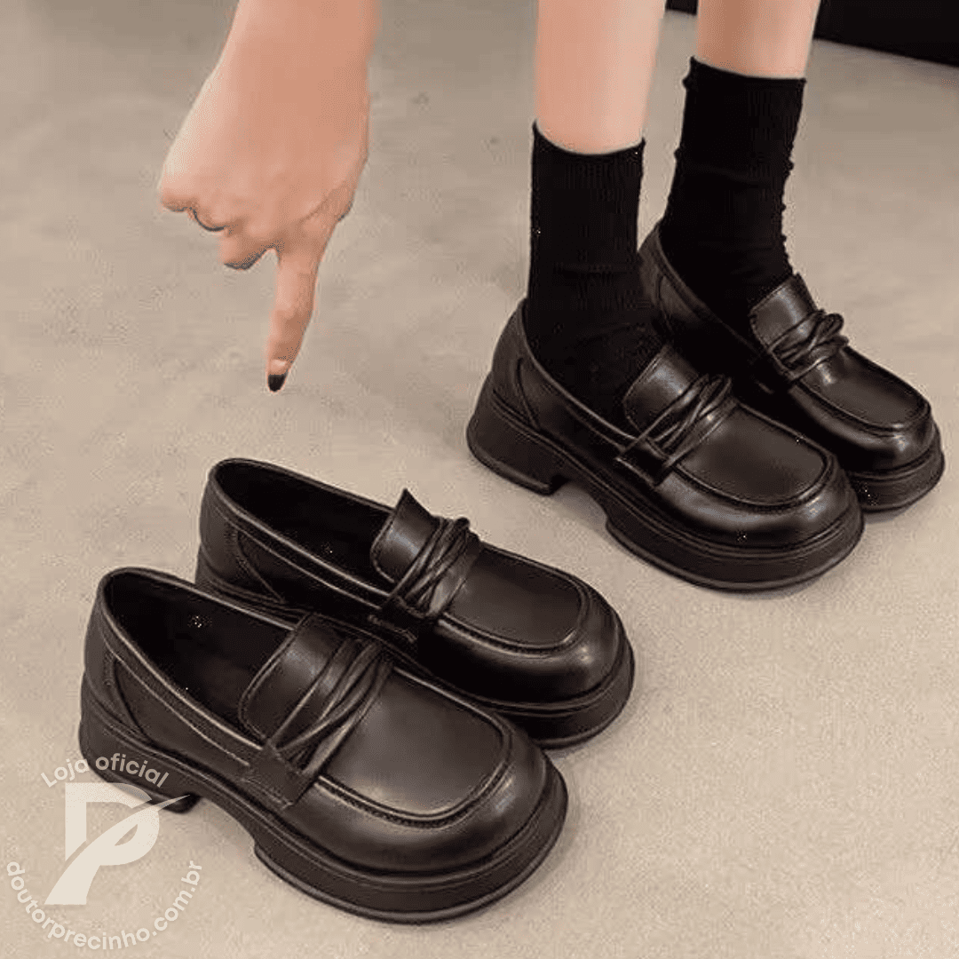 Mocassim Monique com Salto Baixo Tratorado