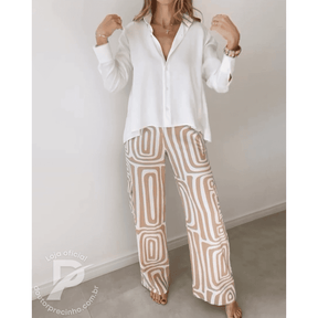 Conjunto Giulia com Camisa Elegante e Calça Estampada